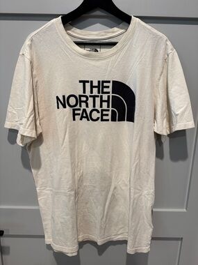 The North Face Men's Short Sleeve Logo Tee in Off-White with Black Logo